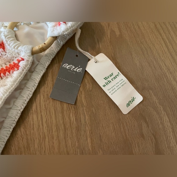 Aerie| Cheeky Bikini Bottom in Crotchet Knit Striped Nautical Style, Beachy,NWT• - Picture 5 of 9